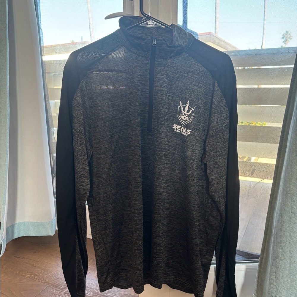 Black/Gray San Diego Seals Men's Half Zip Sweater (Thin/sheer)